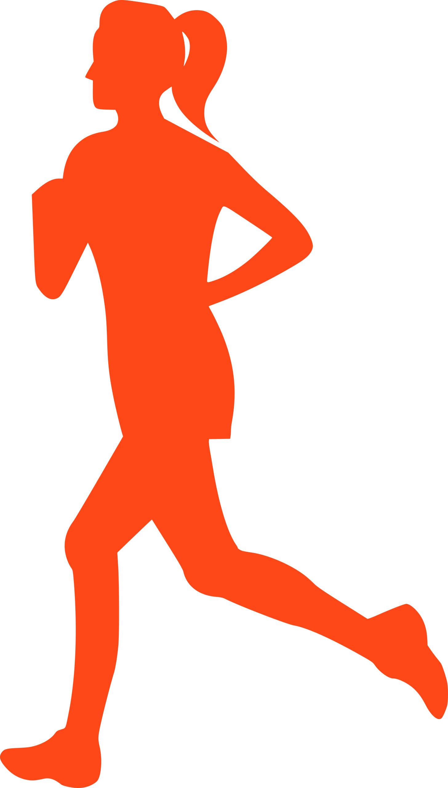 Energetic Female Runner Silhouette in Bold Orange Fitness Clipart Design