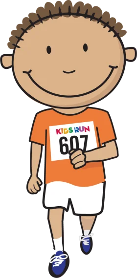 Energetic Kids Run Marathon Participant Cartoon Clipart Design