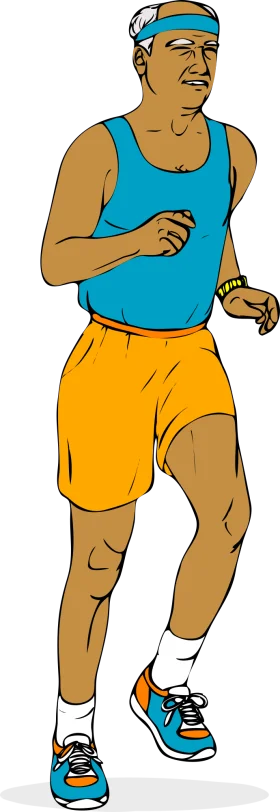 Energetic Male Runner in Bright Athletic Gear Fitness Clipart Illustration