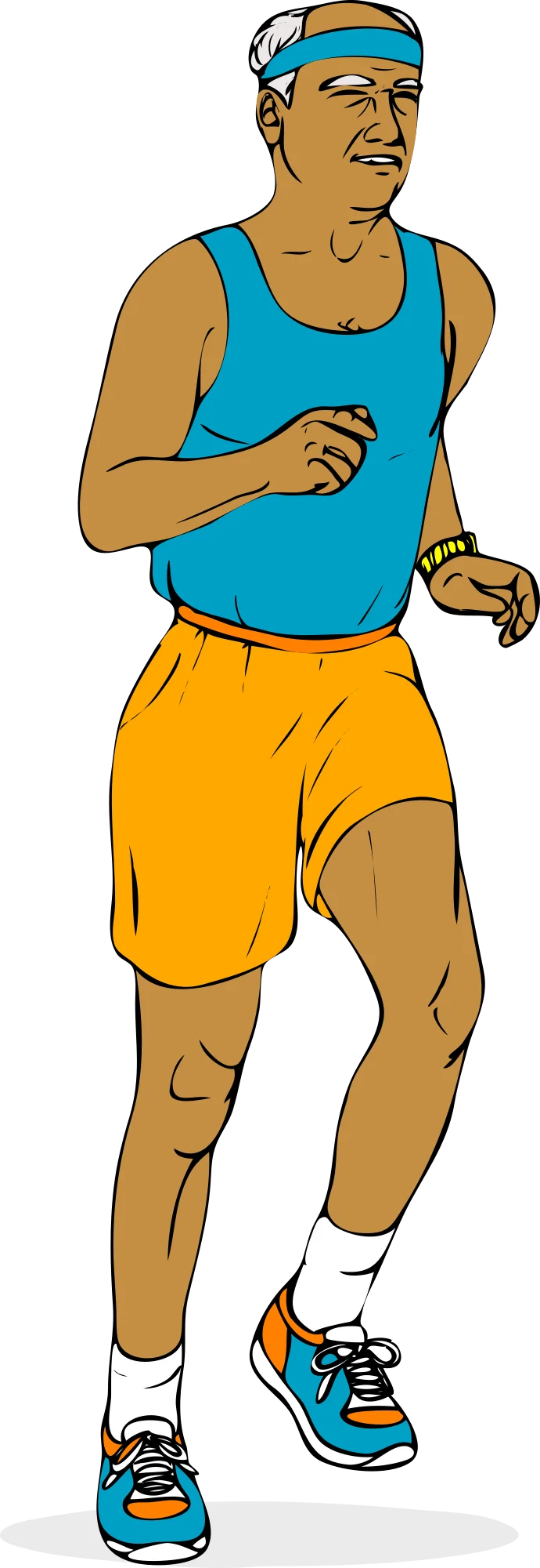 Energetic Male Runner in Bright Athletic Gear Fitness Clipart Illustration