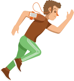 Energetic Male Runner in Sporty Green Tracksuit Clipart Illustration