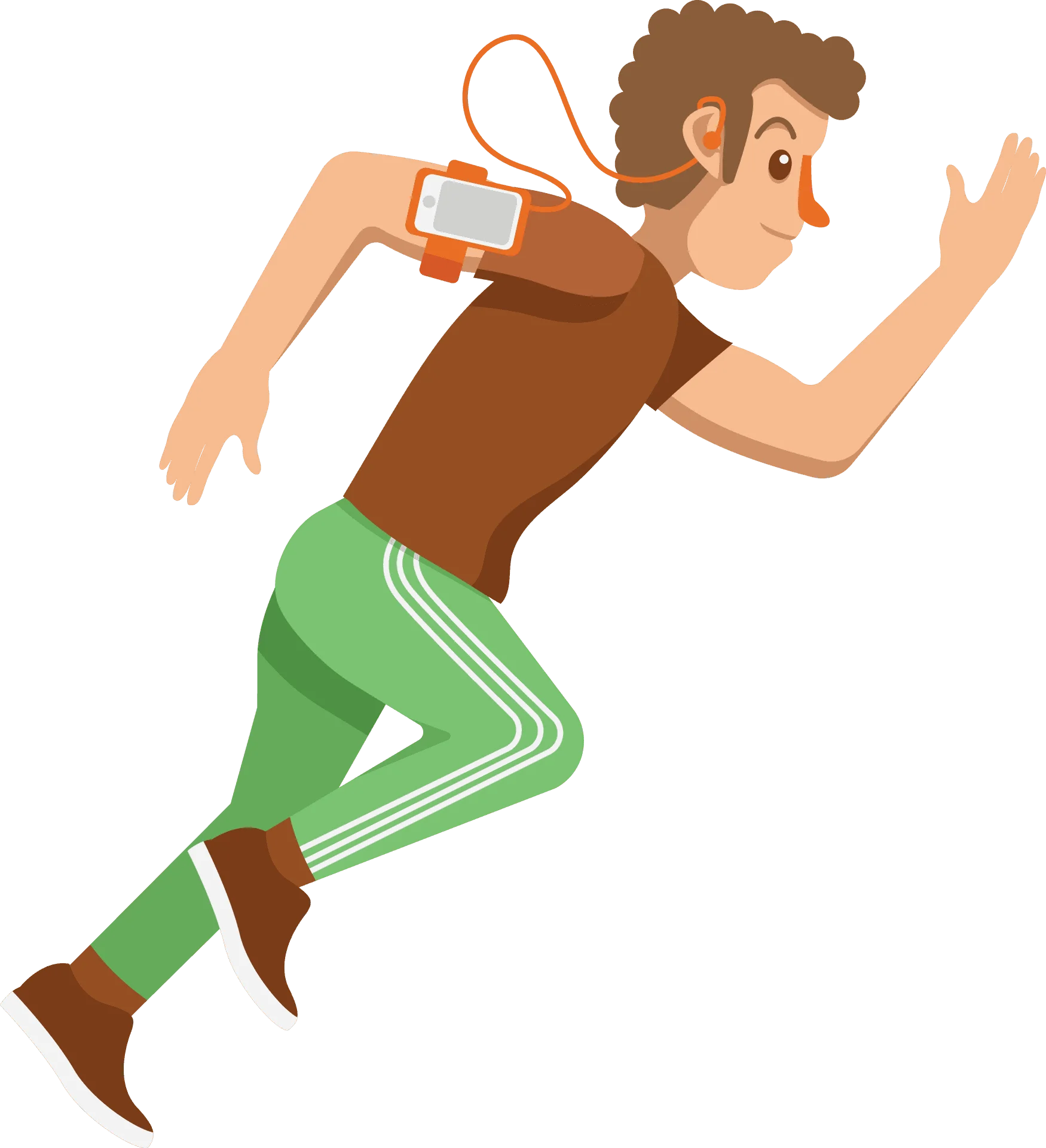 Energetic Male Runner in Sporty Green Tracksuit Clipart Illustration