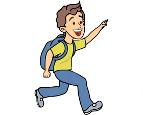 Energetic School Student Running with Backpack Clipart Illustration