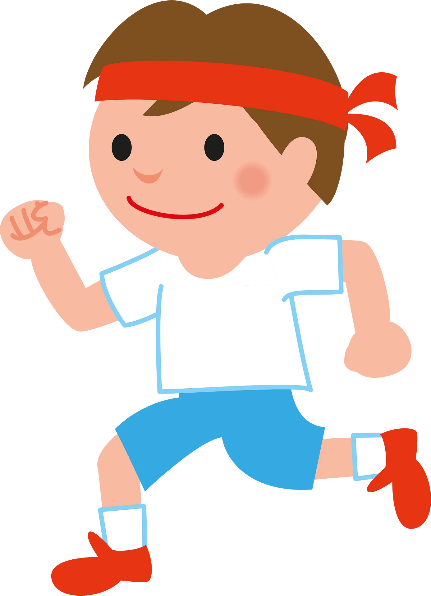 Energetic Young Runner Clipart: Playful Child in Motion with Determined Stride