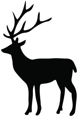 Majestic Black Silhouette of Stag with Impressive Antlers Deer Clipart Design