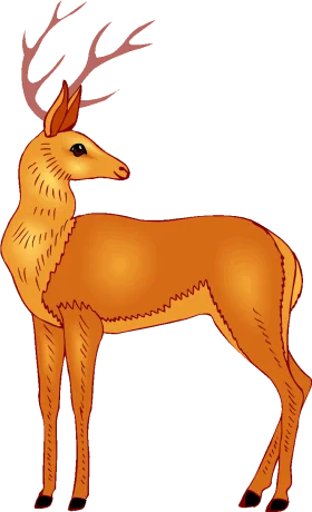 Majestic Golden-Hued Deer Clipart with Elegant Antlers and Sleek Silhouette