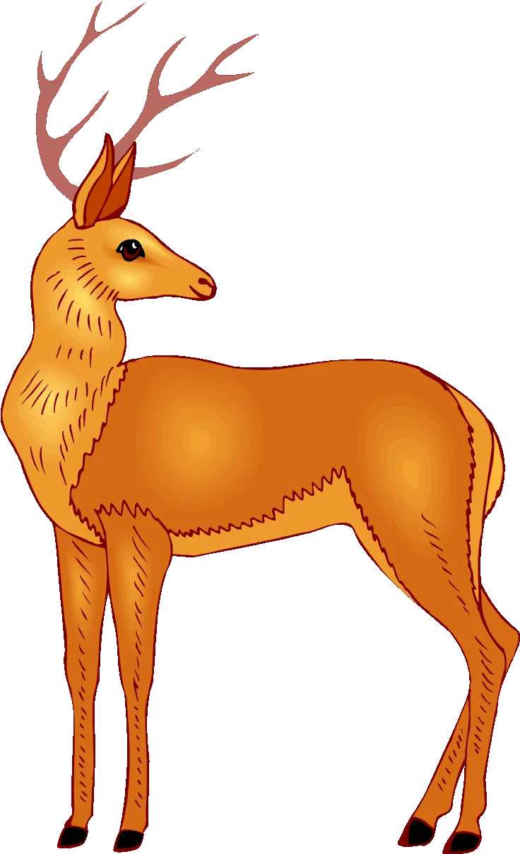Majestic Golden-Hued Deer Clipart with Elegant Antlers and Sleek Silhouette