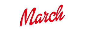 March Clipart Typography Design with Elegant Red Cursive Script