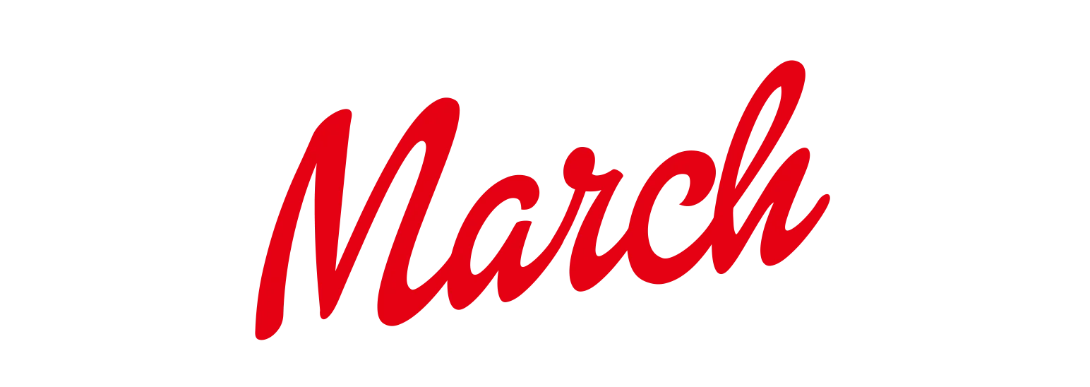 March Clipart Typography Design with Elegant Red Cursive Script