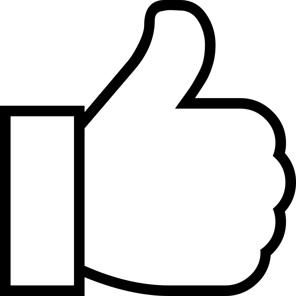 Minimalist Black and White Thumbs Up Clipart Graphic Symbol of Approval