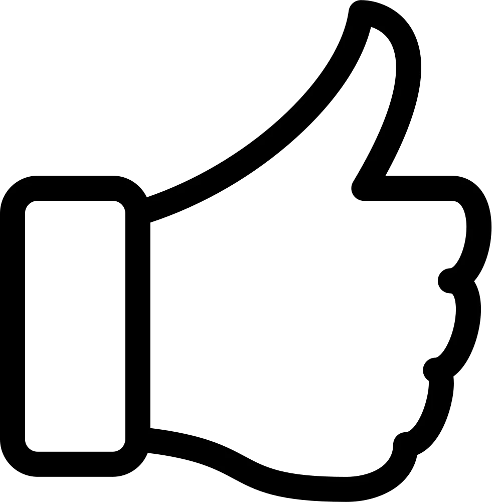 Minimalist Black and White Thumbs Up Clipart Icon Design Illustration