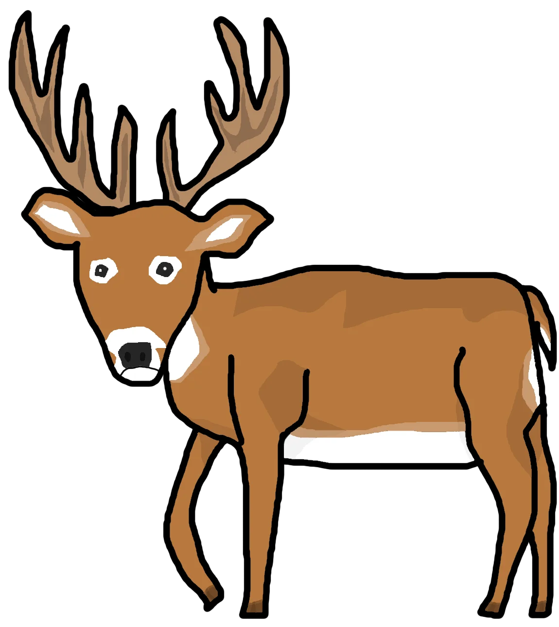Minimalist Brown Deer Clipart with Impressive Antlers and Gentle Expression