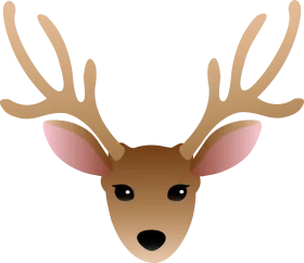Minimalist Brown Deer Head Clipart with Elegant Curved Antlers Design