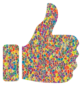 Mosaic Thumbs Up Clipart: Colorful Geometric Celebration of Positivity and Approval