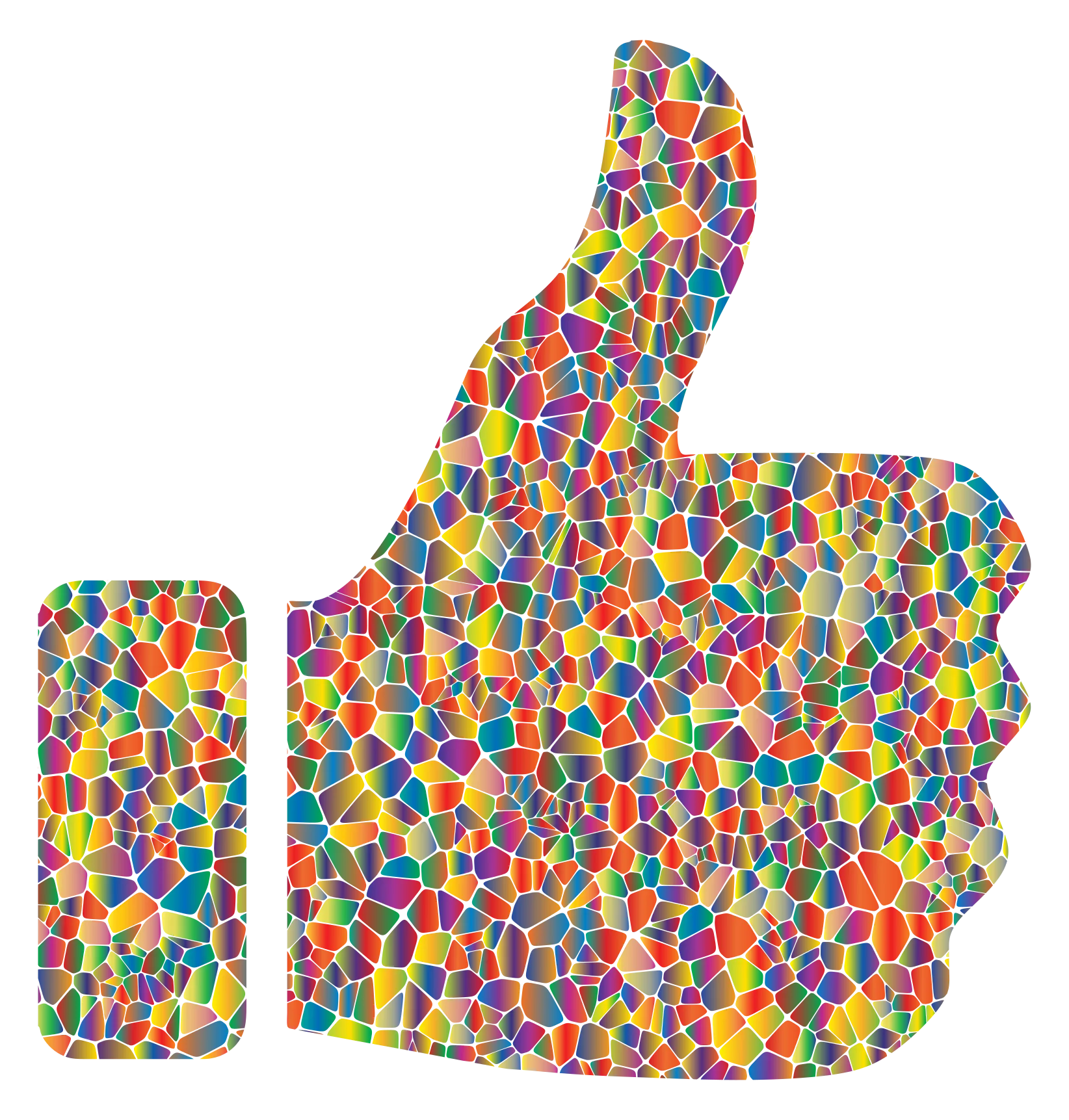 Mosaic Thumbs Up Clipart: Colorful Geometric Celebration of Positivity and Approval