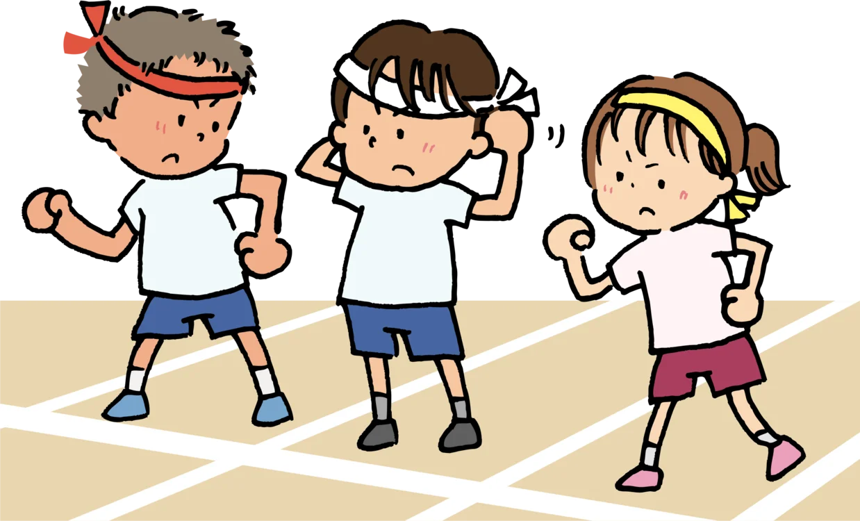 Playful Children's Sports Clipart: Young Runners Preparing for Race Track Challenge