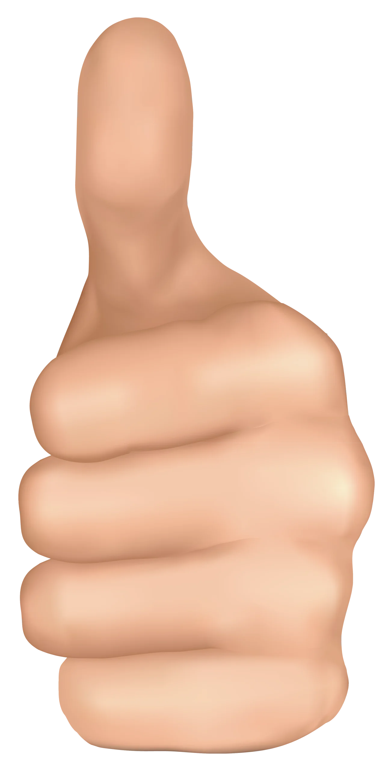 Realistic Skin-Toned Thumbs Up Clipart Illustration with Soft Contours