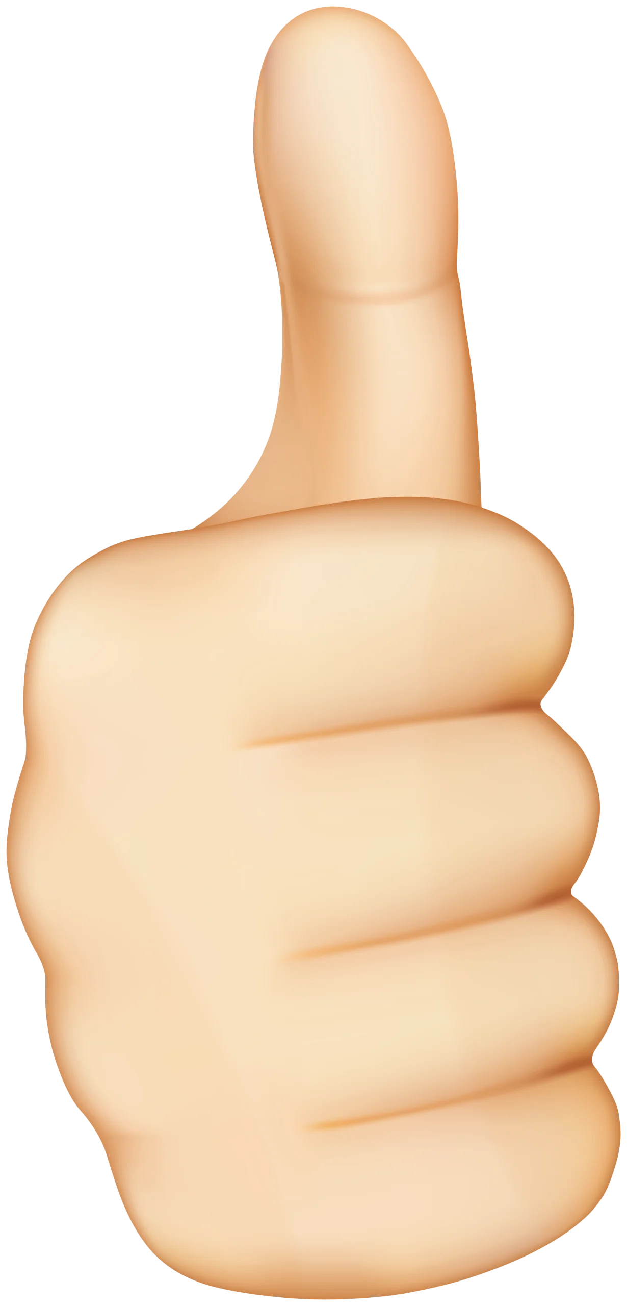 Realistic Soft-Toned Hand Gesture Thumbs Up Clipart Illustration
