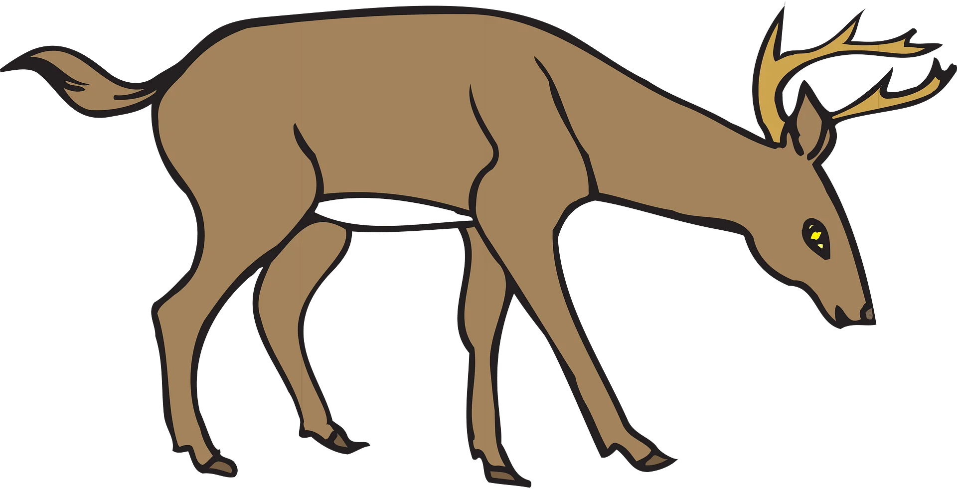Rustic Brown Deer Clipart Illustration with Elegant Antlers and Smooth Contours