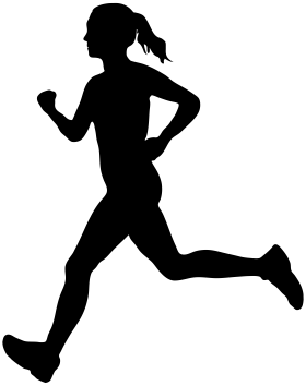 Silhouette of a Female Runner in Dynamic Motion - Minimalist Running Clipart Design