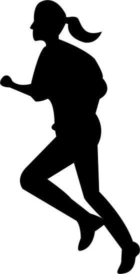 Silhouette of a Female Runner in Dynamic Motion Fitness Clipart Illustration