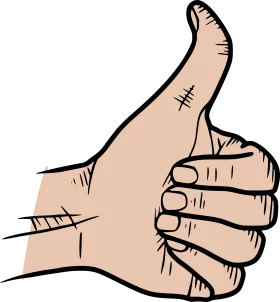 Sketch-Style Thumbs Up Hand Gesture Clipart Illustration with Line Details
