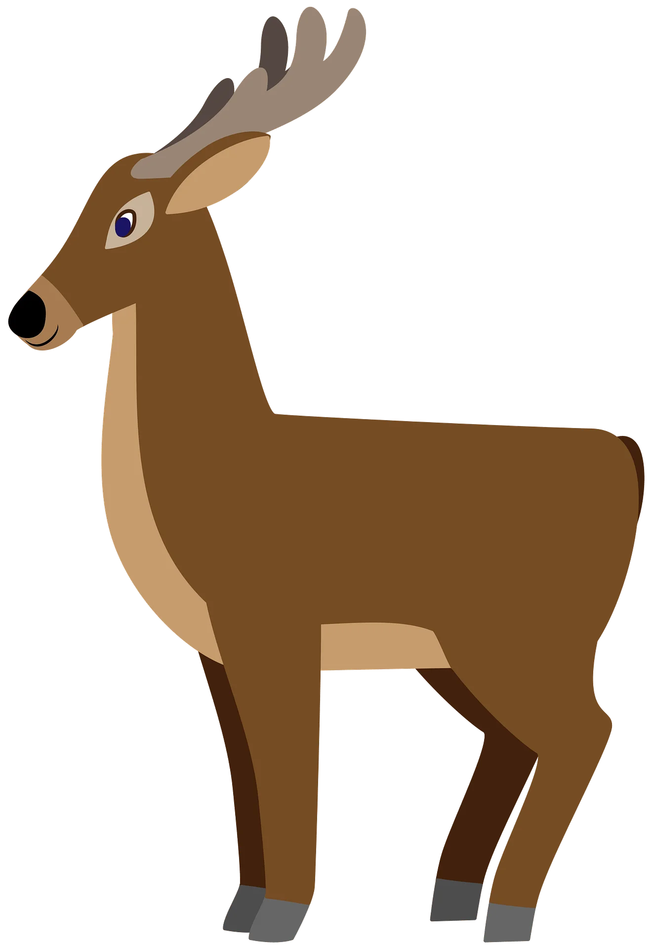 Stylized Brown Deer Clipart with Elegant Antlers and Minimalist Design