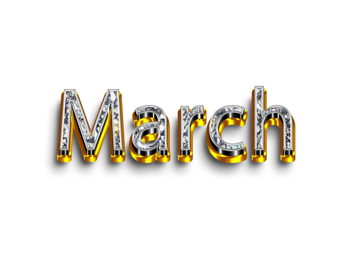 Stylized March Typography Clipart with Mechanical Industrial Design Elements