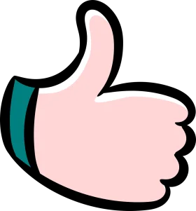 Stylized Pink Thumbs Up Clipart with Bold Outline and Soft Color Palette