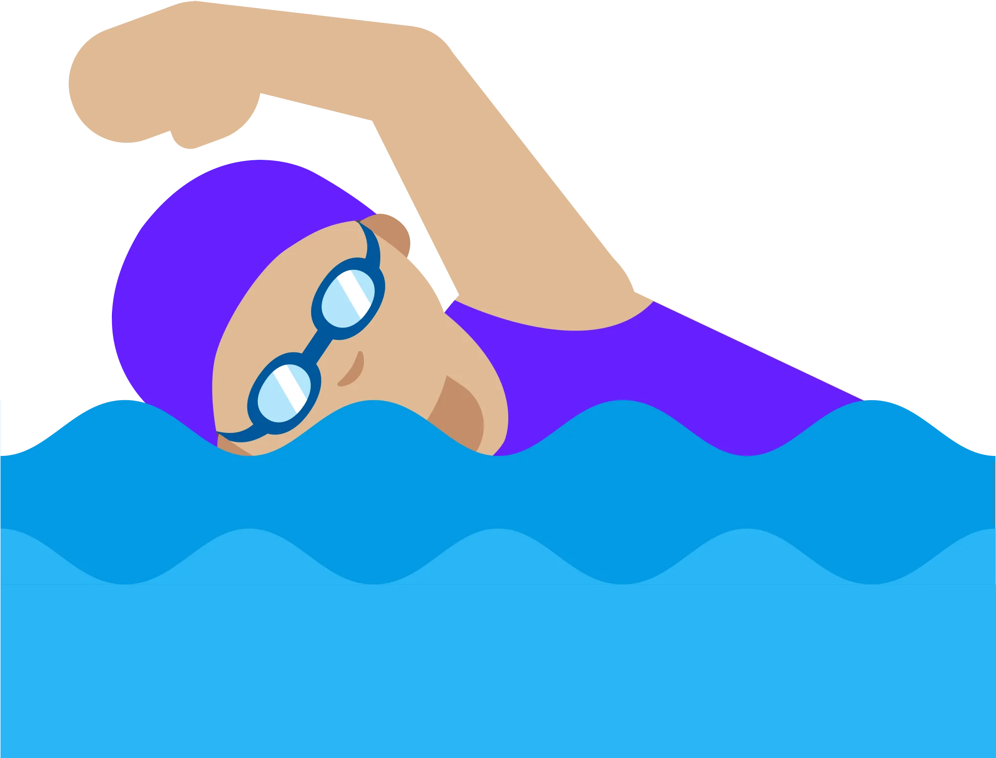 Stylized Swimming Clipart Depicting Freestyle Swimmer in Motion with Swim Cap