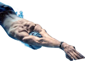Underwater Reaching Hands Silhouette Swimming Clipart with Dynamic Blue Splash