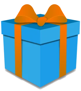 Cheerful Blue and Orange Gift Box Clipart with Festive Wrapped Surprise