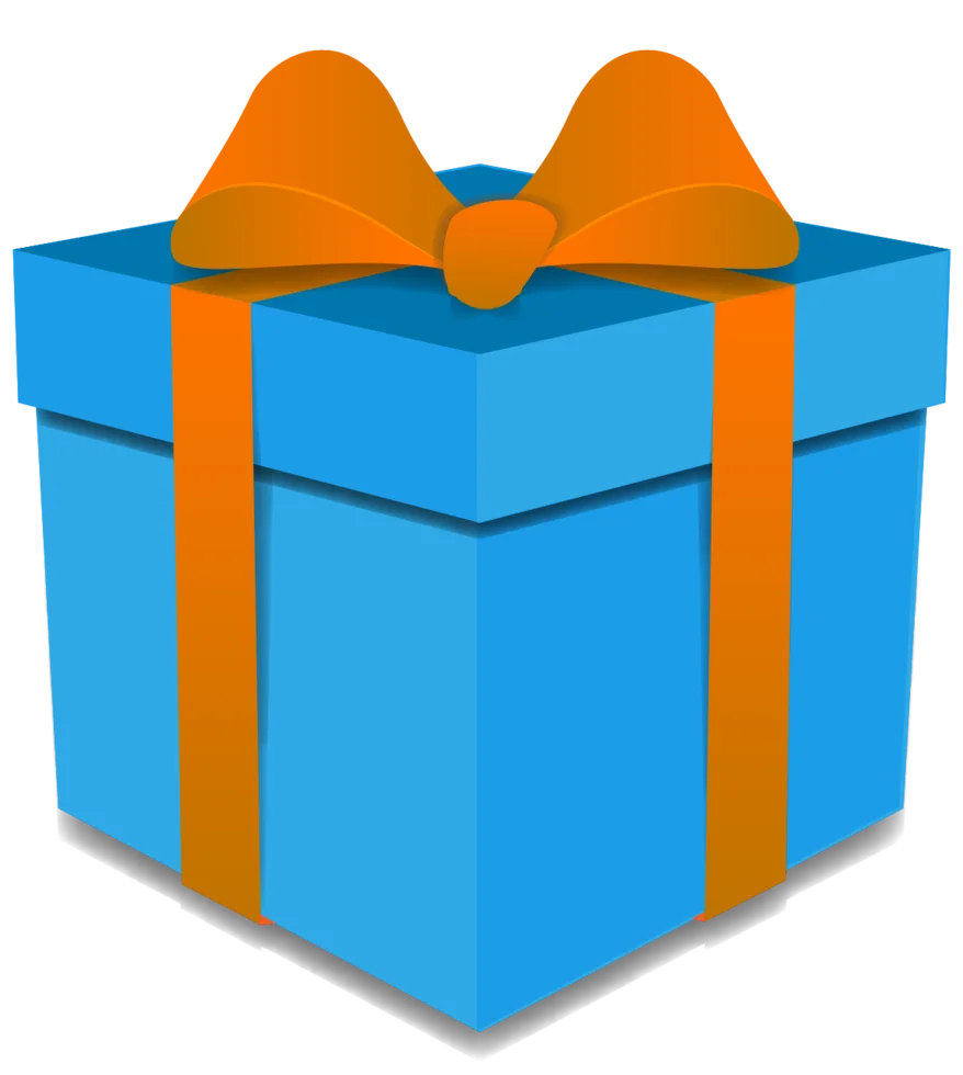 Cheerful Blue and Orange Gift Box Clipart with Festive Wrapped Surprise
