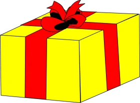 Cheerful Yellow Present Clipart with Bold Red Ribbon and Bow