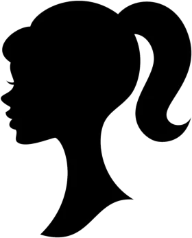 Elegant Black Silhouette of Female Profile Clipart with Stylish Ponytail Design