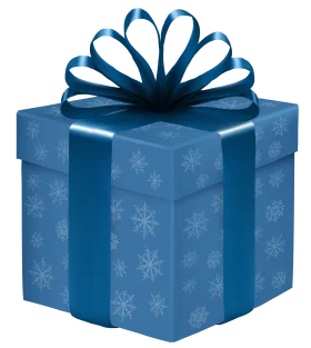 Elegant Blue Winter Snowflake Decorated Gift Box Clipart with Silky Ribbon Bow