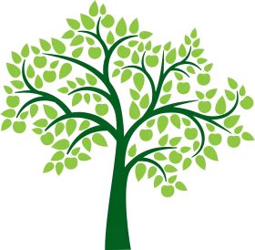 Elegant Green Silhouette Tree Clipart with Lush Verdant Foliage Design