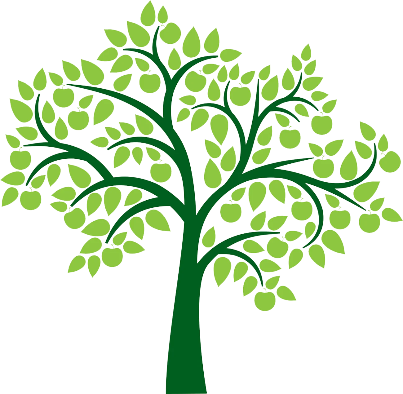 Elegant Green Silhouette Tree Clipart with Lush Verdant Foliage Design