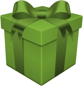 Elegant Lime Green Gift Box Clipart with Silky Bow Illustration
