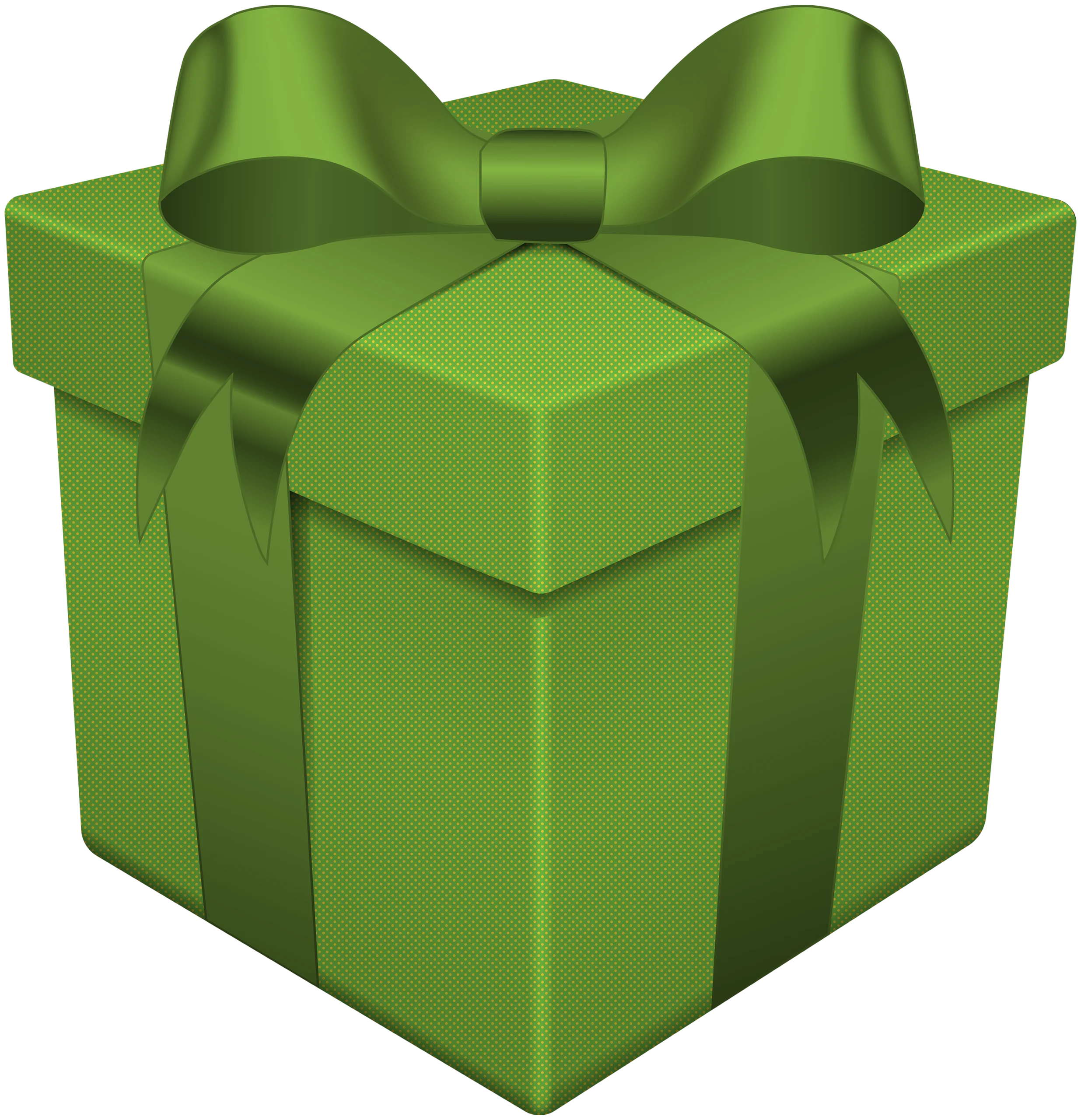 Elegant Lime Green Gift Box Clipart with Silky Bow Illustration