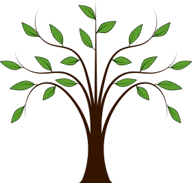 Elegant Minimalist Tree Clipart with Graceful Green Leaves and Symmetrical Design