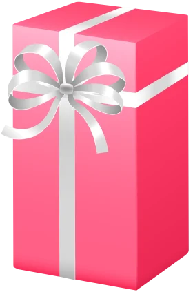 Elegant Pink Gift Box with Silver Ribbon Clipart - Festive Present Illustration