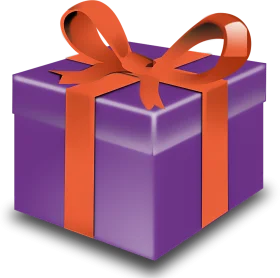 Elegant Purple Gift Box with Bright Orange Ribbon Clipart Design
