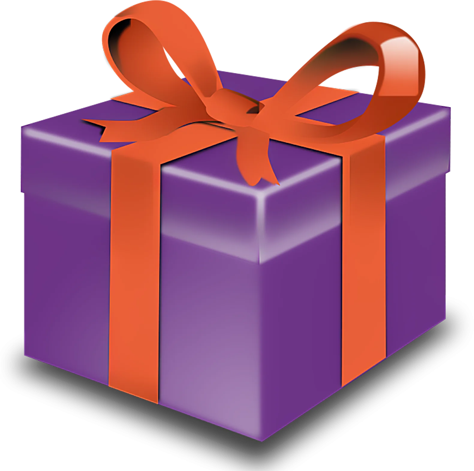 Elegant Purple Gift Box with Bright Orange Ribbon Clipart Design