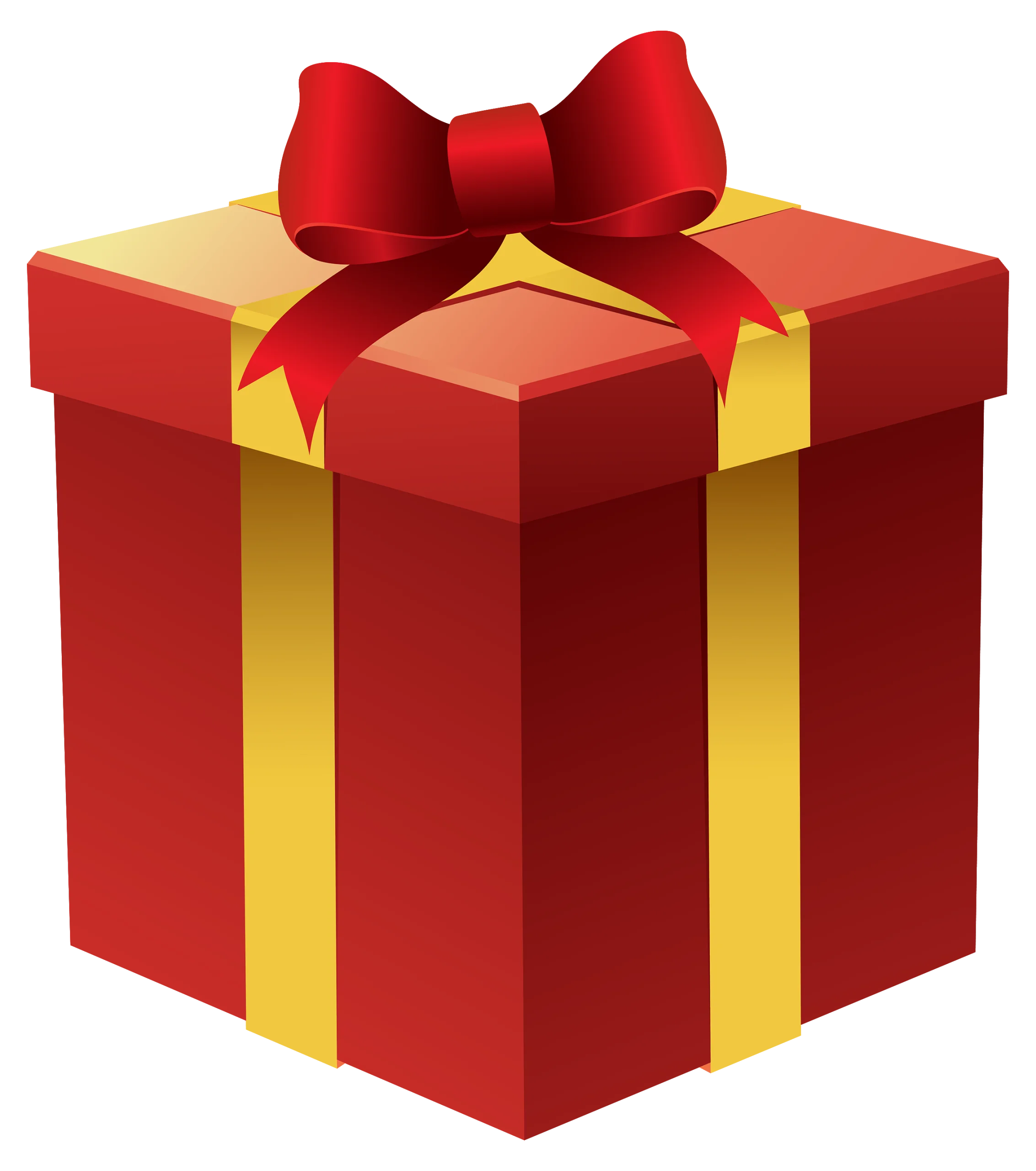 Elegant Red and Yellow Present Clipart with Luxurious Bow Design