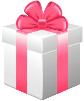Elegant White Gift Box Clipart with Soft Pink Bow and Ribbon Decoration