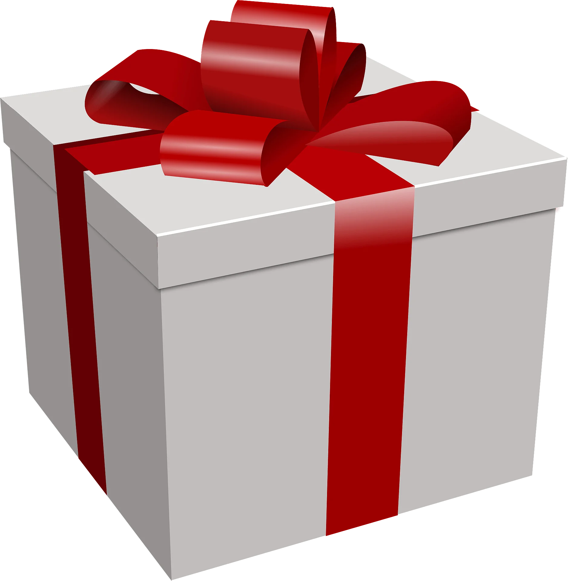 Elegant White Gift Box with Crimson Ribbon Clipart Illustration