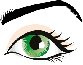 Emerald Green Eye Clipart Illustration with Elegant Eyelash and Eyebrow Design