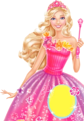 Enchanting Barbie Princess Clipart in Radiant Pink and Magical Fantasy Style