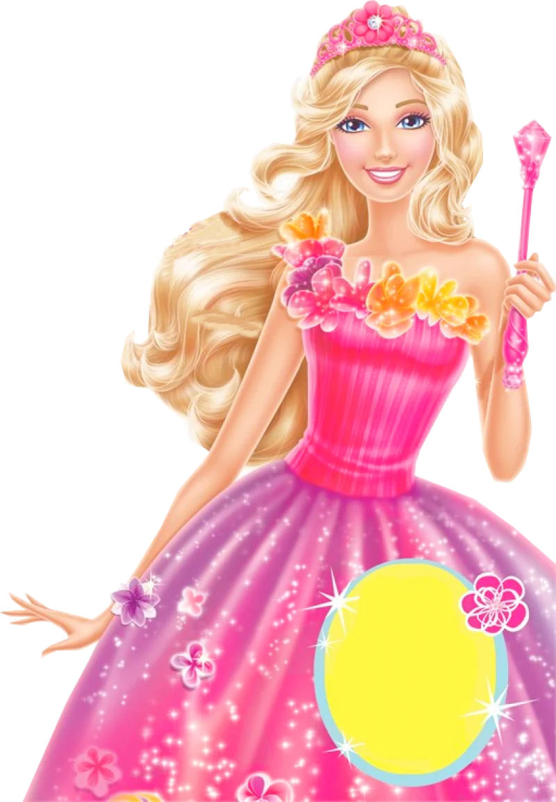 Enchanting Barbie Princess Clipart in Radiant Pink and Magical Fantasy Style